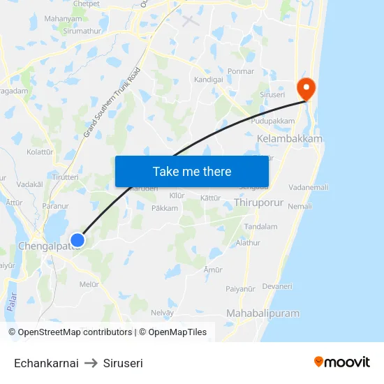 Echankarnai to Siruseri map