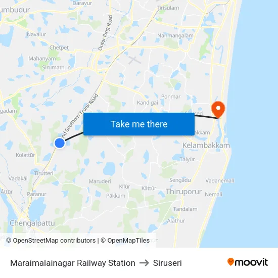 Maraimalainagar Railway Station to Siruseri map