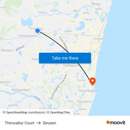 Thiruvallur Court to Siruseri map