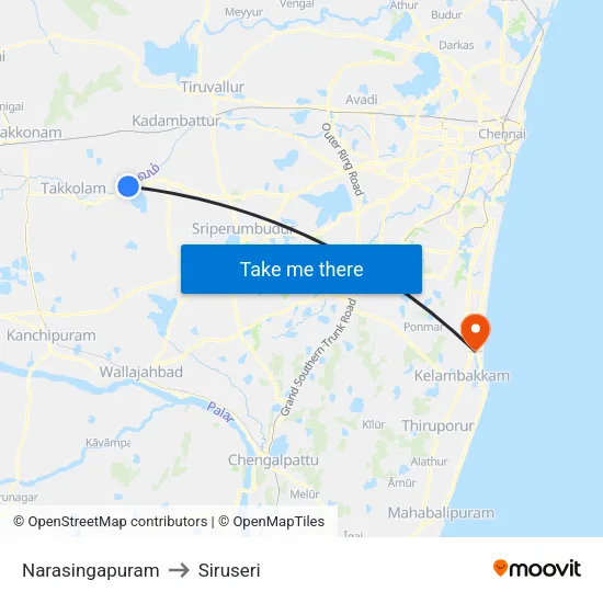 Narasingapuram to Siruseri map