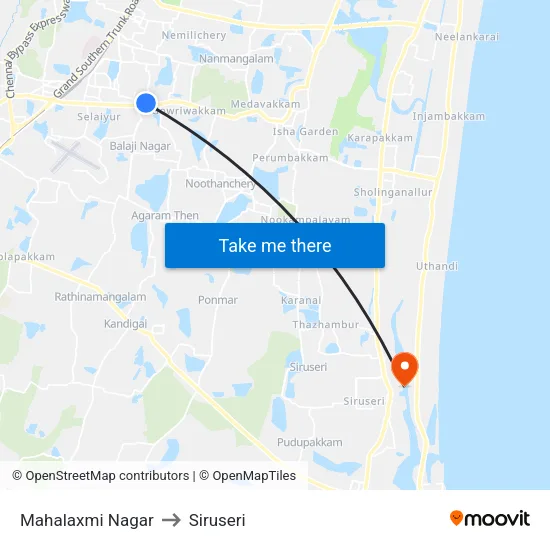 Mahalaxmi Nagar to Siruseri map