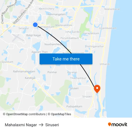 Mahalaxmi Nagar to Siruseri map