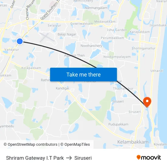 Shriram Gateway I.T Park to Siruseri map