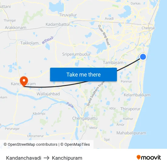Kandanchavadi to Kanchipuram map