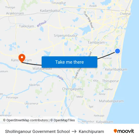 Shollinganour Government School to Kanchipuram map