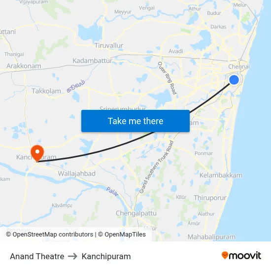 Anand Theatre to Kanchipuram map