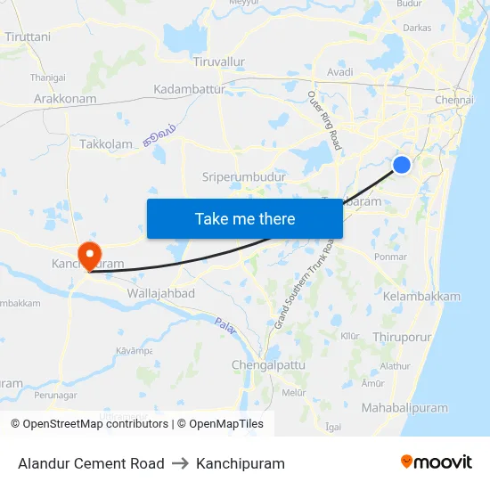 Alandur Cement Road to Kanchipuram map