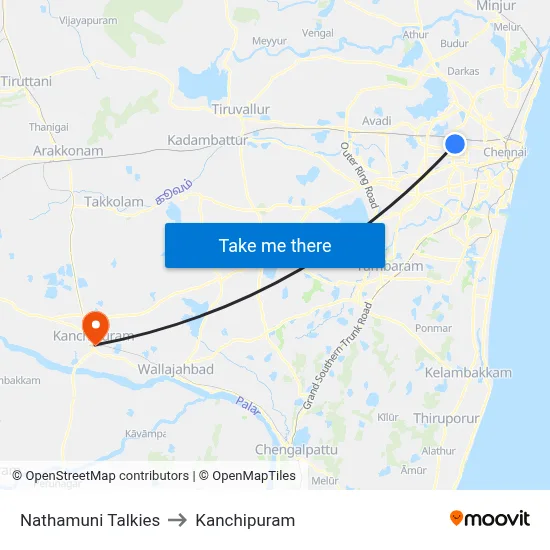 Nathamuni Talkies to Kanchipuram map