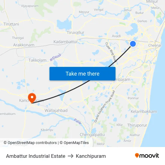 Ambattur Industrial Estate to Kanchipuram map