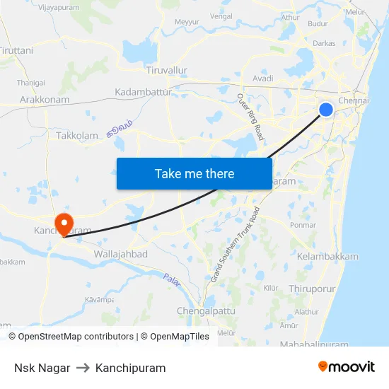 Nsk Nagar to Kanchipuram map