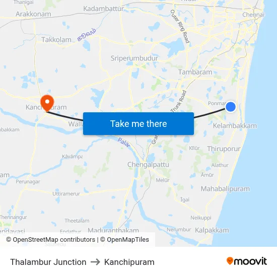 Thalambur Junction to Kanchipuram map