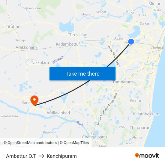Ambattur O.T to Kanchipuram map