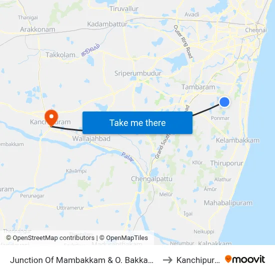 Junction Of Mambakkam & O. Bakkam Road to Kanchipuram map