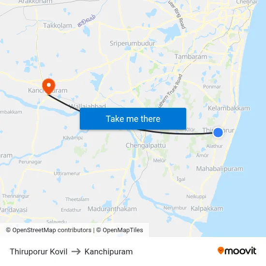 Thiruporur Kovil to Kanchipuram map