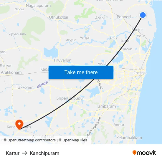 Kattur to Kanchipuram map