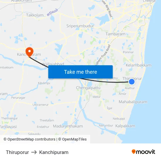 Thiruporur to Kanchipuram map