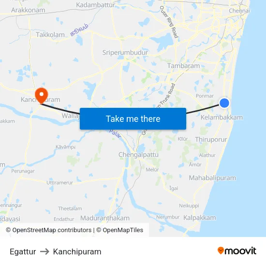 Egattur to Kanchipuram map