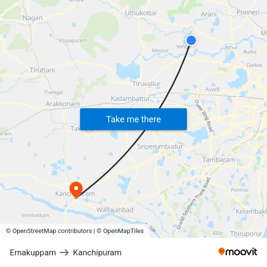 Ernakuppam to Kanchipuram map