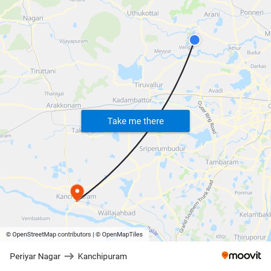 Periyar Nagar to Kanchipuram map