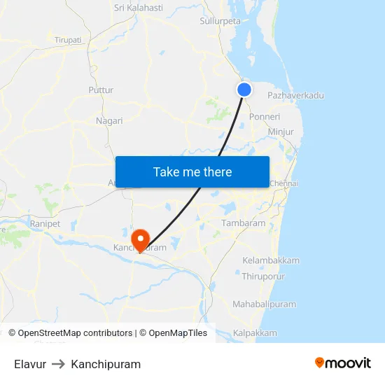 Elavur to Kanchipuram map