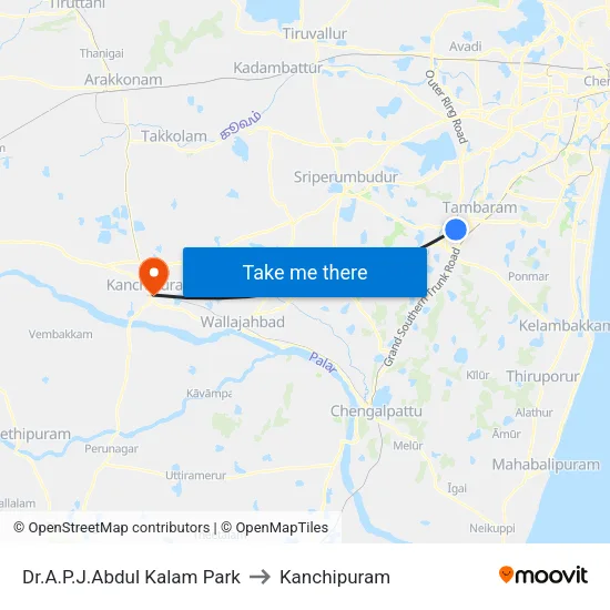 Dr.A.P.J.Abdul Kalam Park to Kanchipuram map