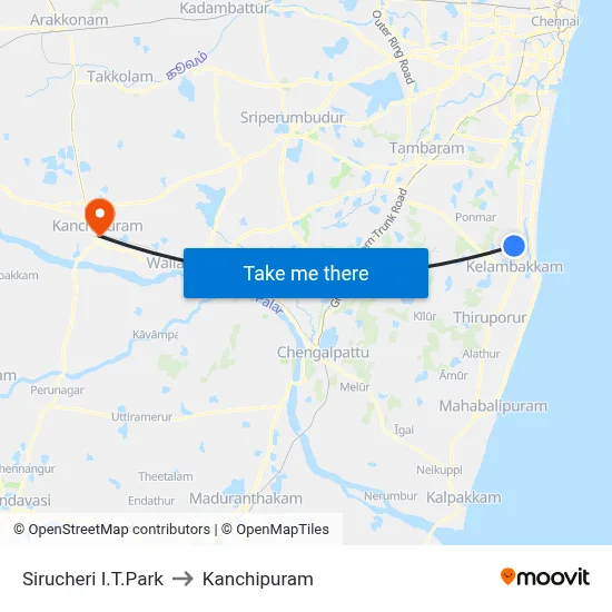 Sirucheri I.T.Park to Kanchipuram map