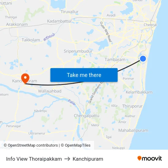 Info View Thoraipakkam to Kanchipuram map