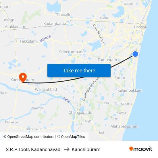 S.R.P.Tools Kadanchavadi to Kanchipuram map