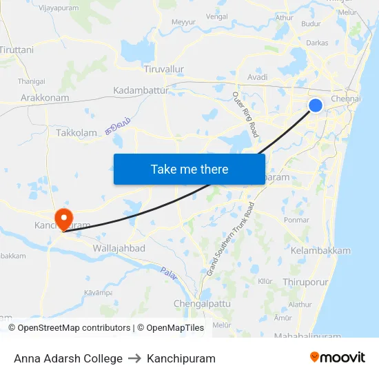 Anna Adarsh College to Kanchipuram map