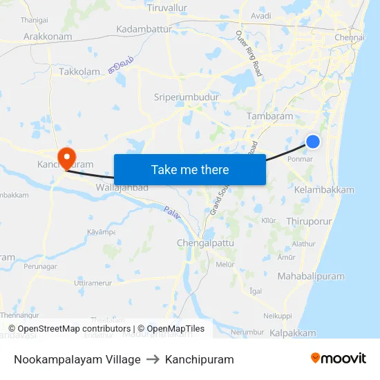 Nookampalayam Village to Kanchipuram map