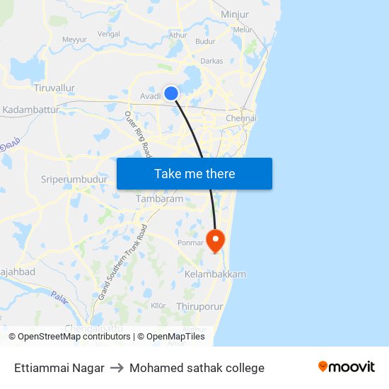 Ettiammai Nagar to Mohamed sathak college map