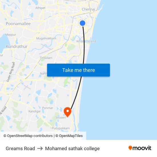 Greams Road to Mohamed sathak college map