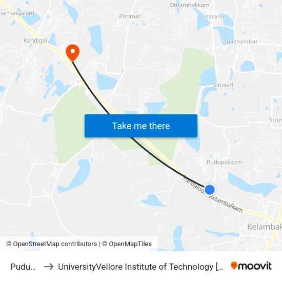 Pudupakkam to UniversityVellore Institute of Technology [VIT University] - Chennai Campus map