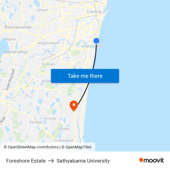 Foreshore Estate to Sathyabama University map