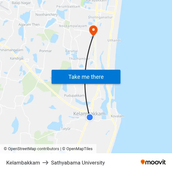 Kelambakkam to Sathyabama University map