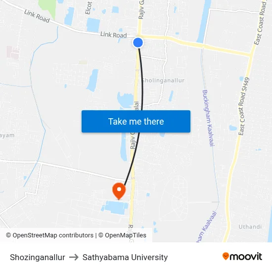 Shozinganallur to Sathyabama University map