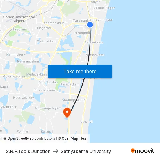 S.R.P.Tools Junction to Sathyabama University map
