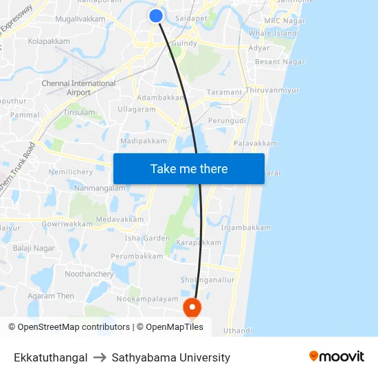 Ekkatuthangal to Sathyabama University map