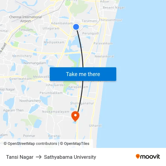 Tansi Nagar to Sathyabama University map