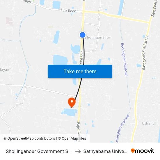 Shollinganour Government School to Sathyabama University map
