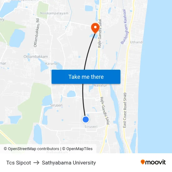 Tcs Sipcot to Sathyabama University map