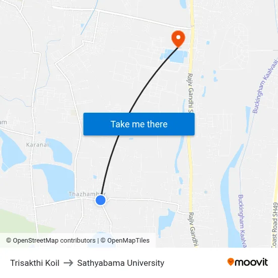 Trisakthi Koil to Sathyabama University map