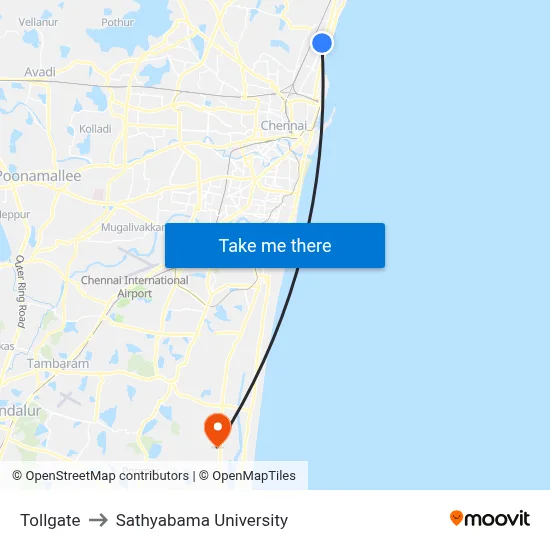 Tollgate to Sathyabama University map