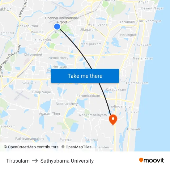 Tirusulam to Sathyabama University map