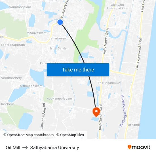 Oil Mill to Sathyabama University map