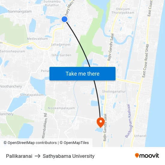 Pallikaranai to Sathyabama University map