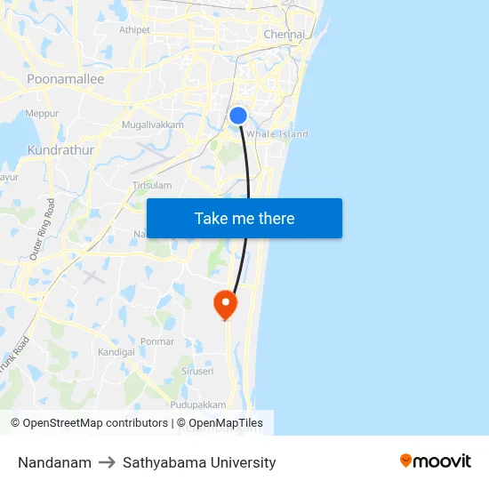 Nandanam to Sathyabama University map