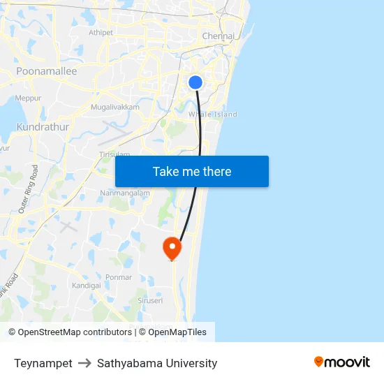 Teynampet to Sathyabama University map