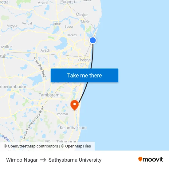 Wimco Nagar to Sathyabama University map