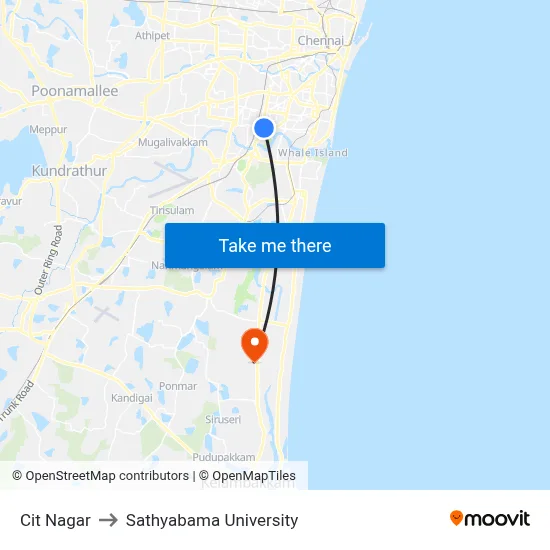Cit Nagar to Sathyabama University map